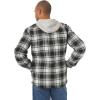 imageWrangler Authentics Mens Long Sleeve Quilted Lined Flannel Shirt Jacket with HoodCaviar With Black Hood