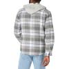 imageWrangler Authentics Mens Long Sleeve Quilted Lined Flannel Shirt Jacket with HoodCloud Burst