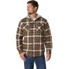 imageWrangler Authentics Mens Long Sleeve Quilted Lined Flannel Shirt Jacket with HoodOlive Night