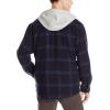 imageWrangler Authentics Mens Long Sleeve Quilted Lined Flannel Shirt Jacket with HoodTotal Eclipse With Heather