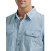 imageWrangler Authentics Mens Short Sleeve Classic Woven ShirtLight Chambray