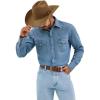 imageWrangler Mens Chambray Long Sleeve Work Shirt ChambrayStonewashed