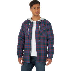 imageWrangler Authentics Mens Long Sleeve Quilted Lined Flannel Shirt Jacket with HoodLimoges
