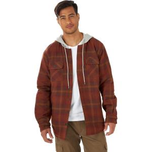 imageWrangler Authentics Mens Long Sleeve Quilted Lined Flannel Shirt Jacket with HoodToffee