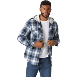 imageWrangler Authentics Mens Long Sleeve Quilted Lined Flannel Shirt Jacket with HoodVintage Night
