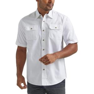 imageWrangler Authentics Mens Short Sleeve Classic Woven ShirtBright White