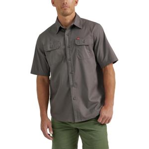 imageWrangler Authentics Mens Short Sleeve Classic Woven ShirtDark Gull Gray