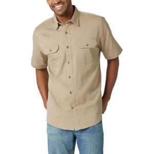 imageWrangler Authentics Mens Short Sleeve Classic Woven ShirtElmwood Heather