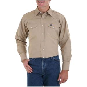 imageWrangler Mens Chambray Long Sleeve Work Shirt ChambrayKhaki