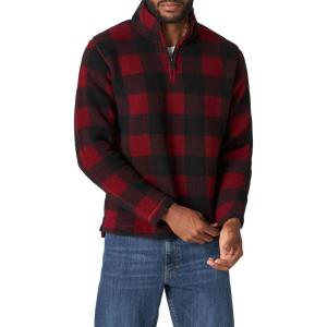 imageWrangler Authentics Mens Wooly Fleece Quarter Zip PulloverRed Buffalo