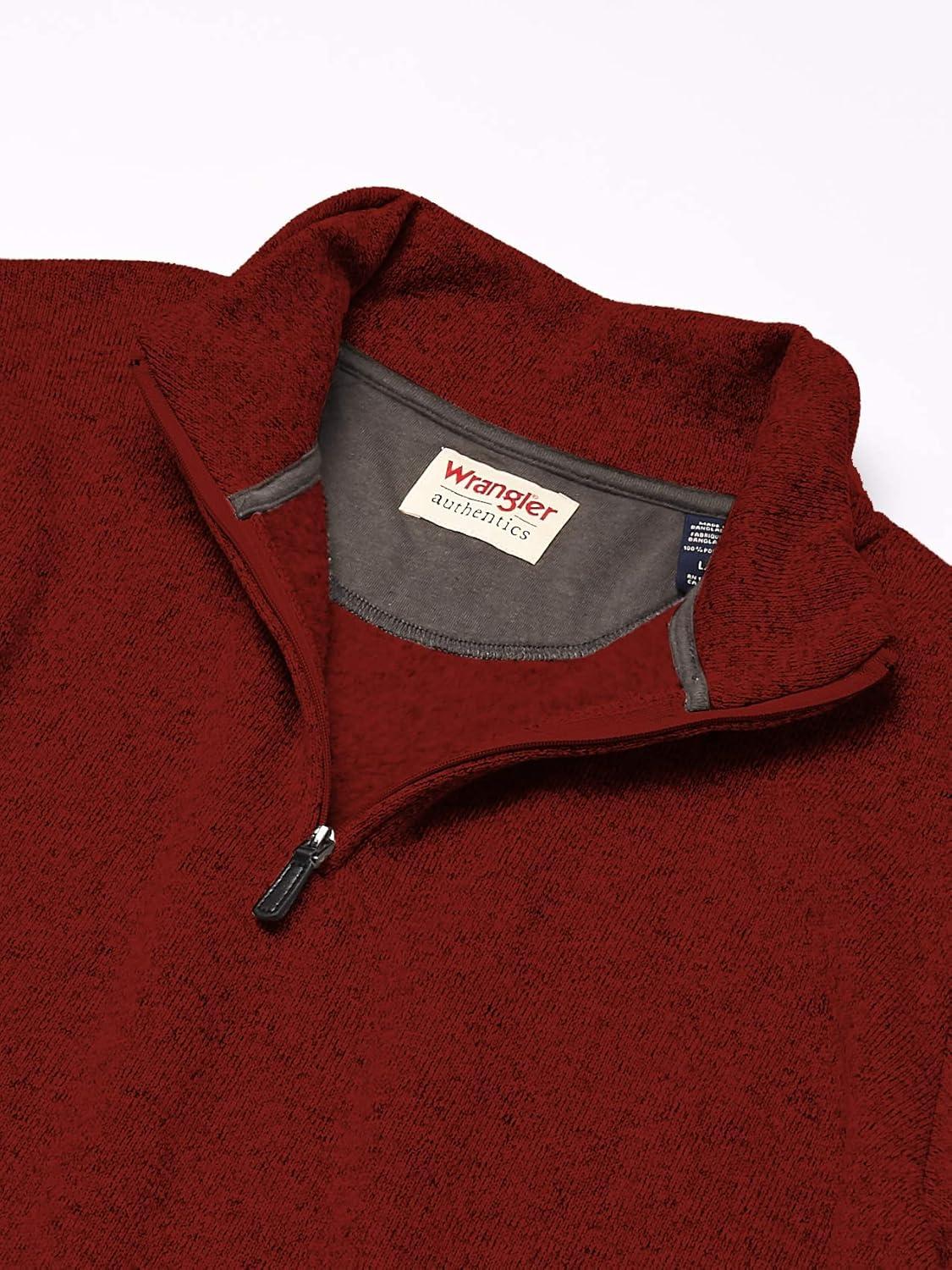 imageWrangler Authentics Mens Long Sleeve Fleece QuarterZip SweaterBossa Nova
