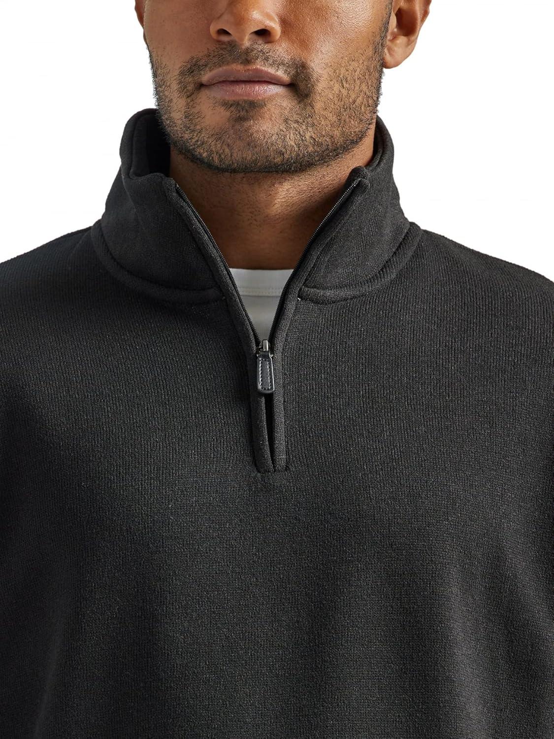 imageWrangler Authentics Mens Long Sleeve Fleece QuarterZip SweaterCaviar