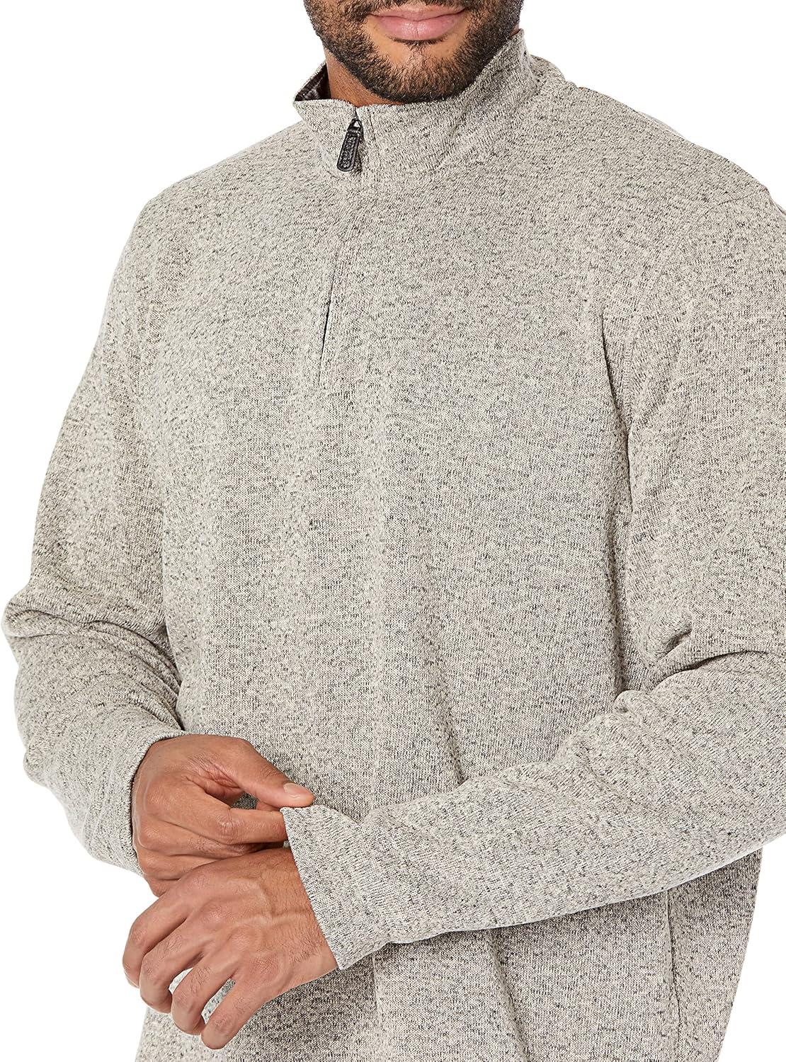 imageWrangler Authentics Mens Long Sleeve Fleece QuarterZip SweaterLight Heather Gray