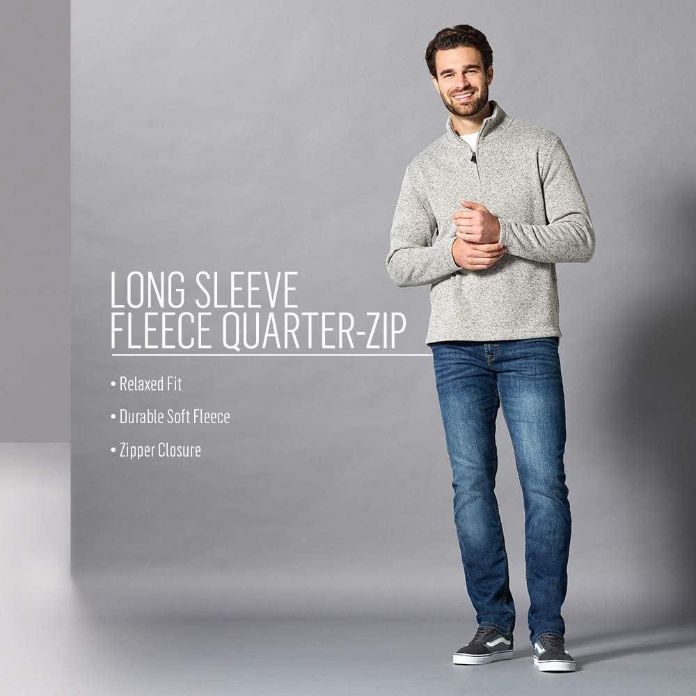 imageWrangler Authentics Mens Long Sleeve Fleece QuarterZip SweaterLight Heather Gray