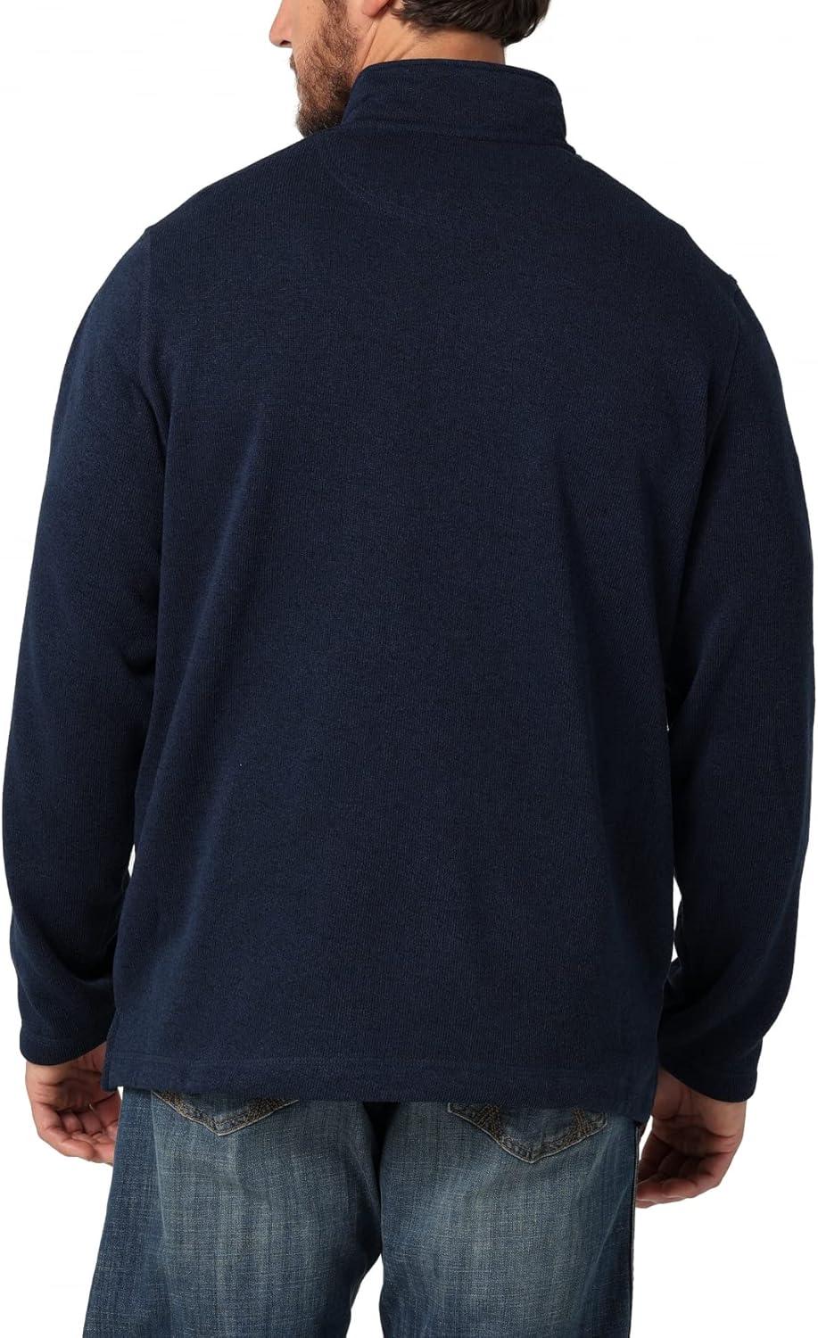 imageWrangler Authentics Mens Long Sleeve Fleece QuarterZip SweaterMood Indigo