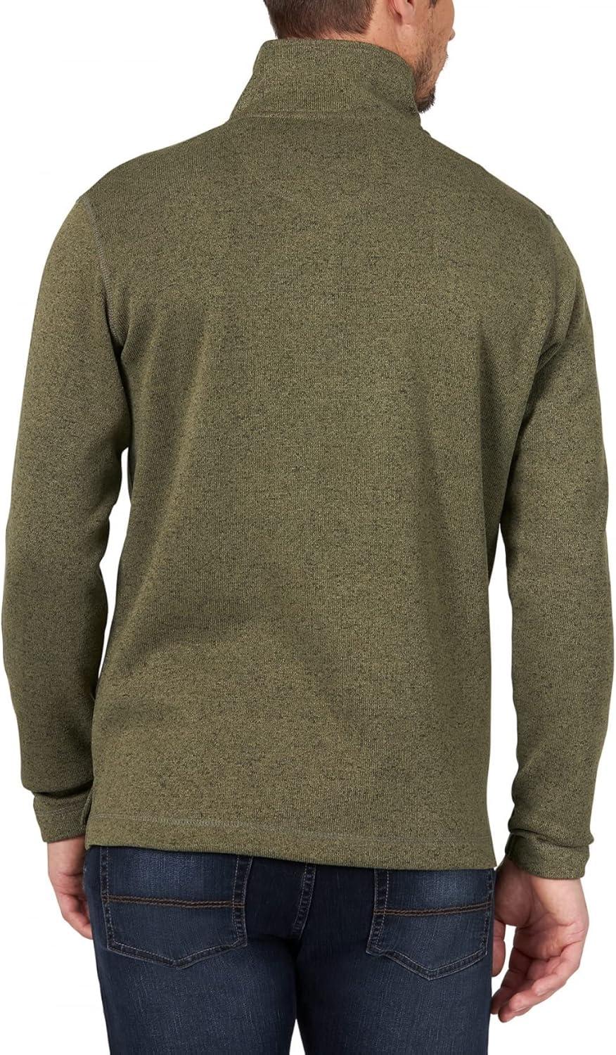 imageWrangler Authentics Mens Long Sleeve Fleece QuarterZip SweaterOlive Night