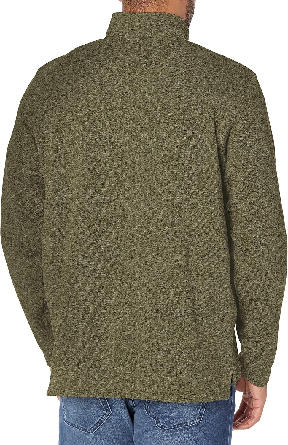 imageWrangler Authentics Mens Long Sleeve Fleece QuarterZip SweaterOlive Night