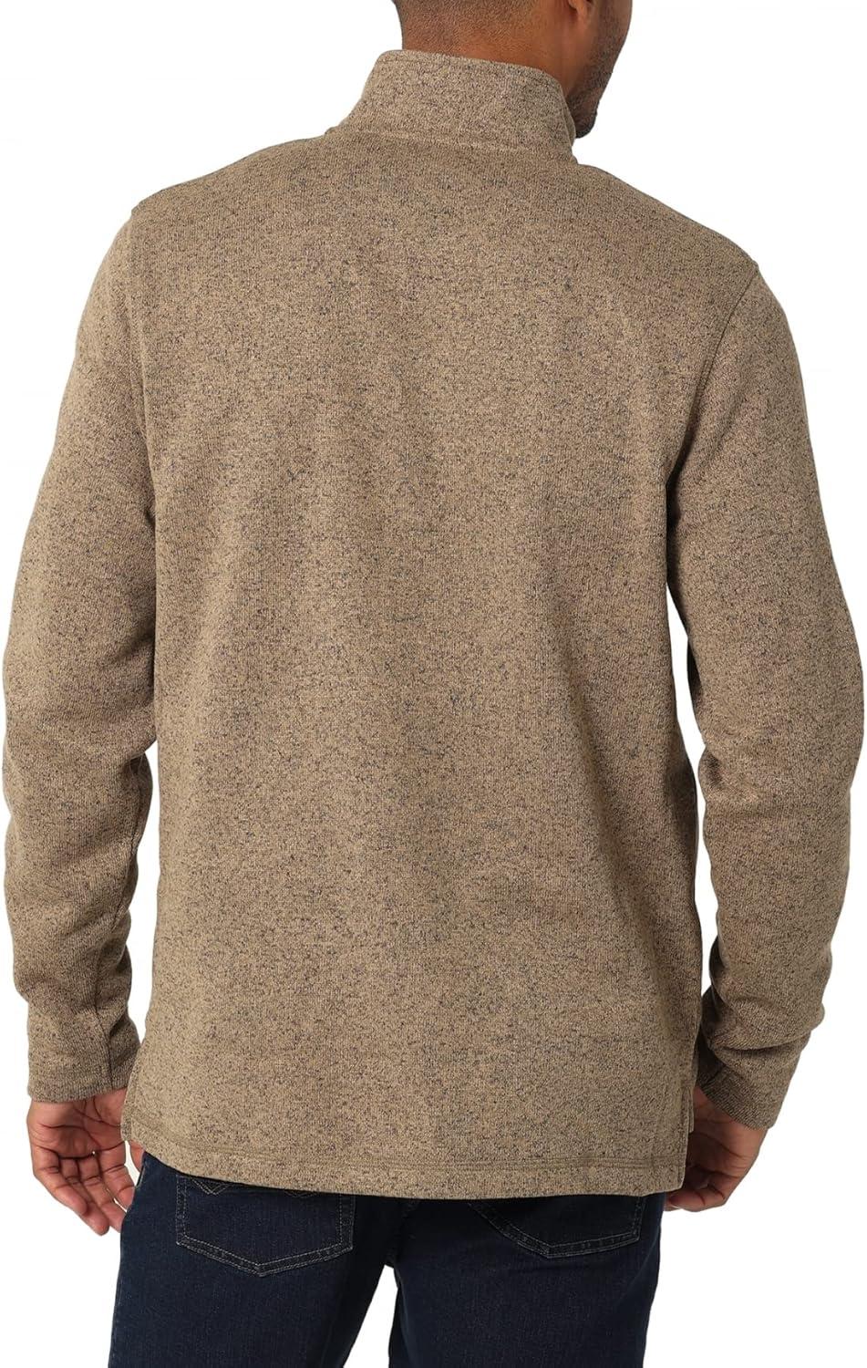 imageWrangler Authentics Mens Long Sleeve Fleece QuarterZip SweaterPetrified Oak