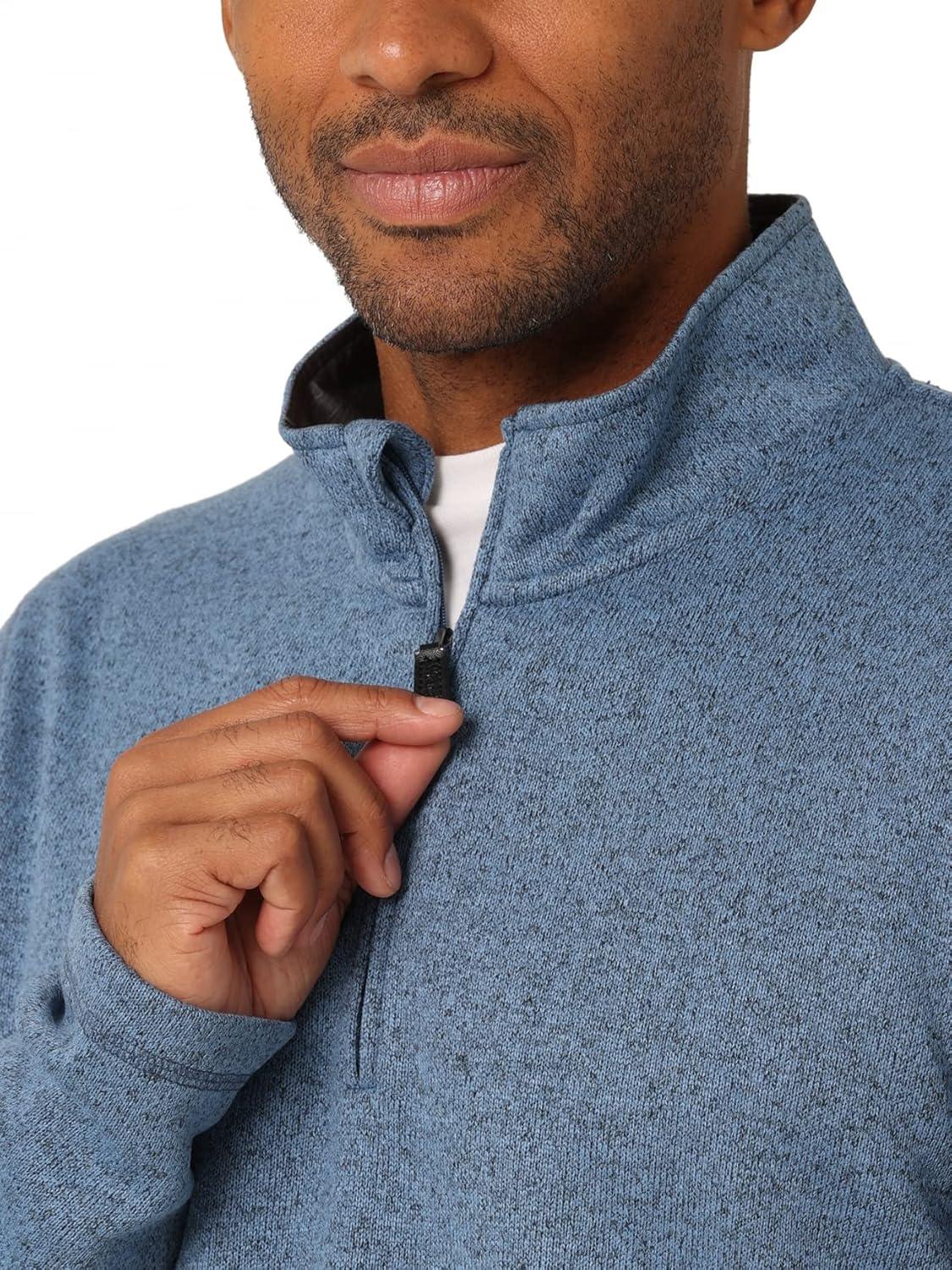 imageWrangler Authentics Mens Long Sleeve Fleece QuarterZip SweaterRiviera