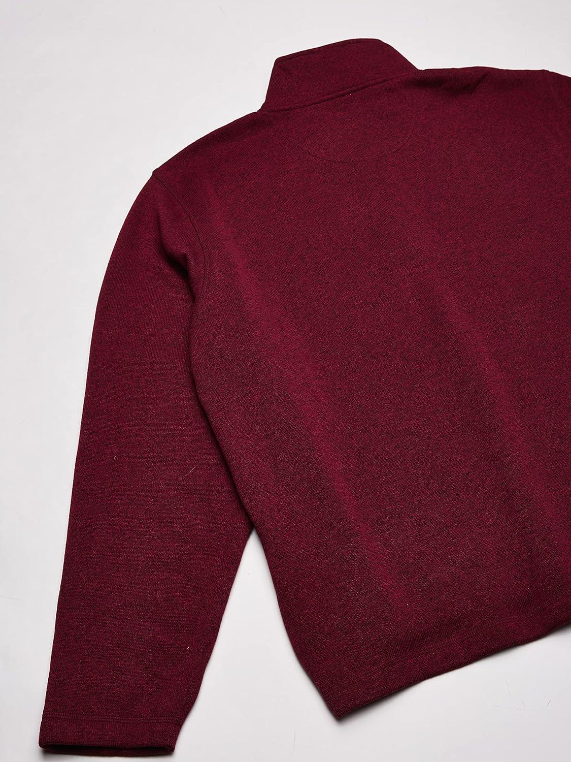 imageWrangler Authentics Mens Long Sleeve Fleece QuarterZip SweaterZinfandel Heather