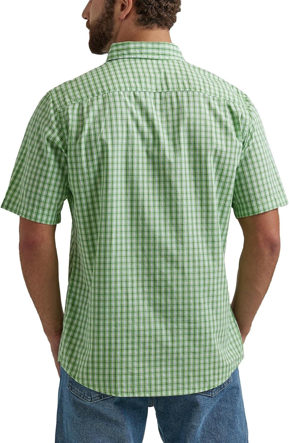 imageWrangler Authentics Mens Short Sleeve Classic Plaid ShirtForest Shade