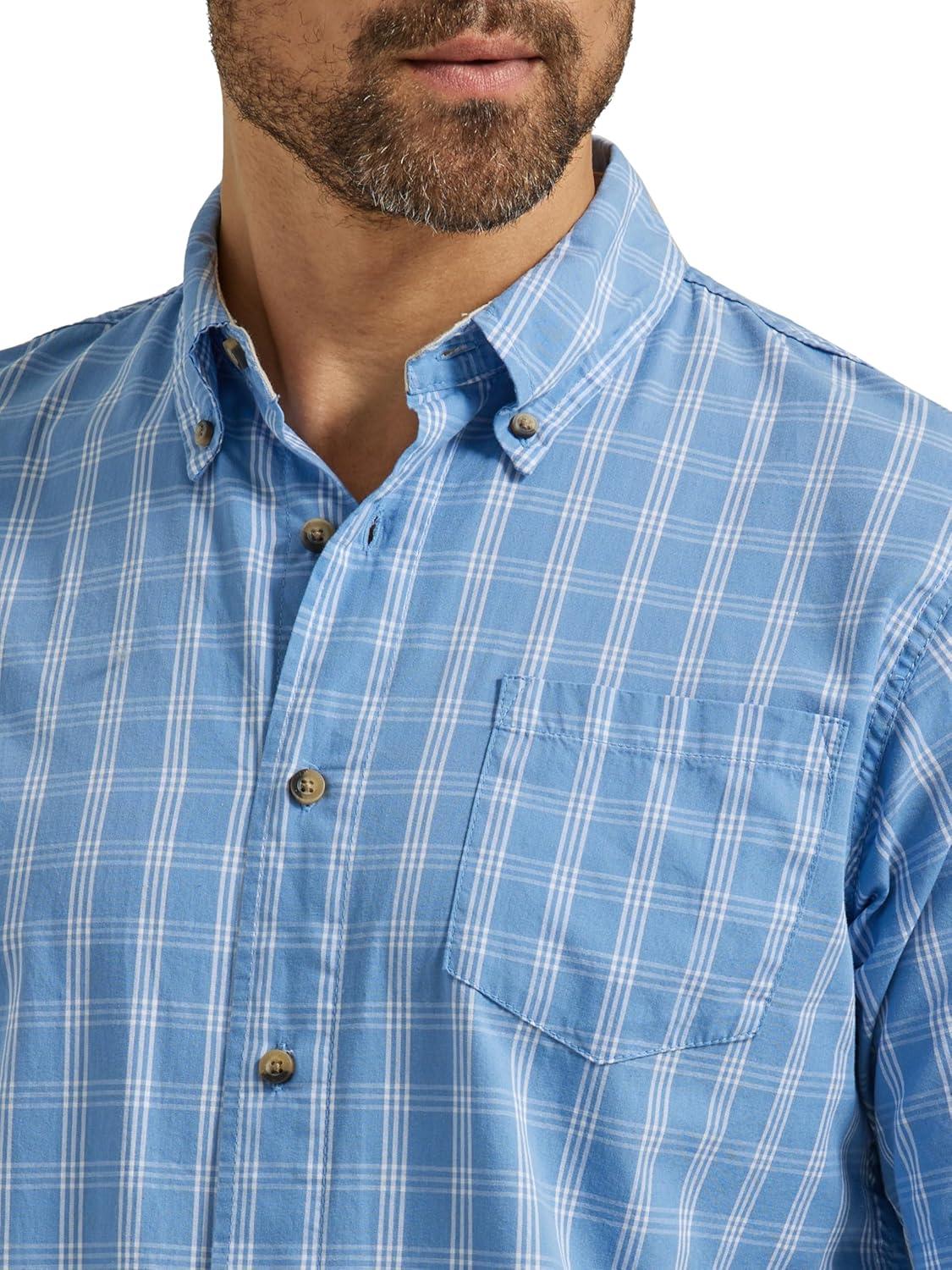imageWrangler Authentics Mens Short Sleeve Classic Plaid ShirtRivera