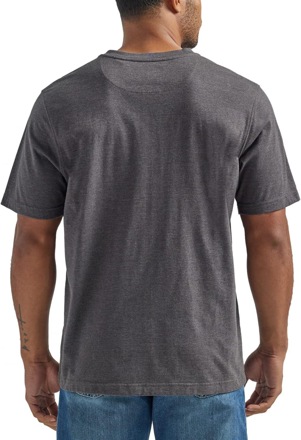 imageWrangler Authentics Mens Short Sleeve Henley TeeCharcoal Heather