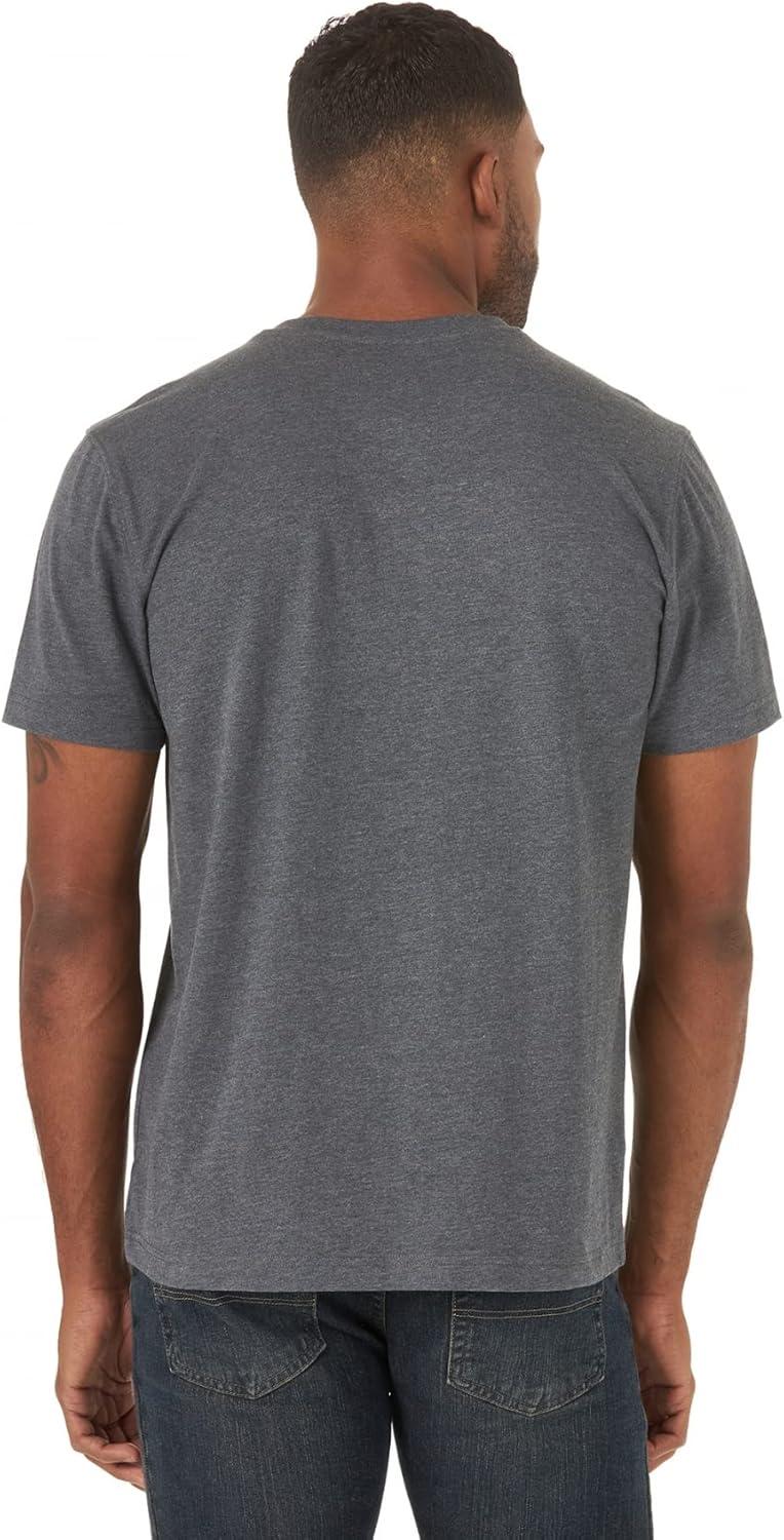 imageWrangler Authentics Mens Short Sleeve Henley TeeIndia Ink Heather