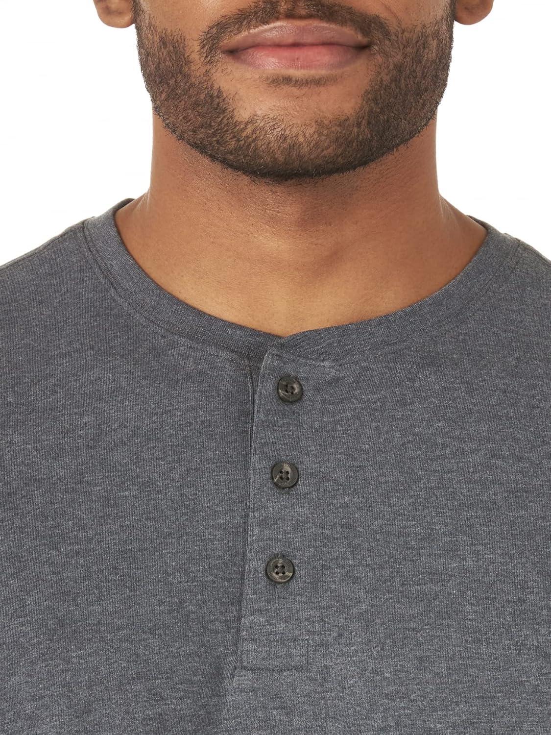 imageWrangler Authentics Mens Short Sleeve Henley TeeIndia Ink Heather