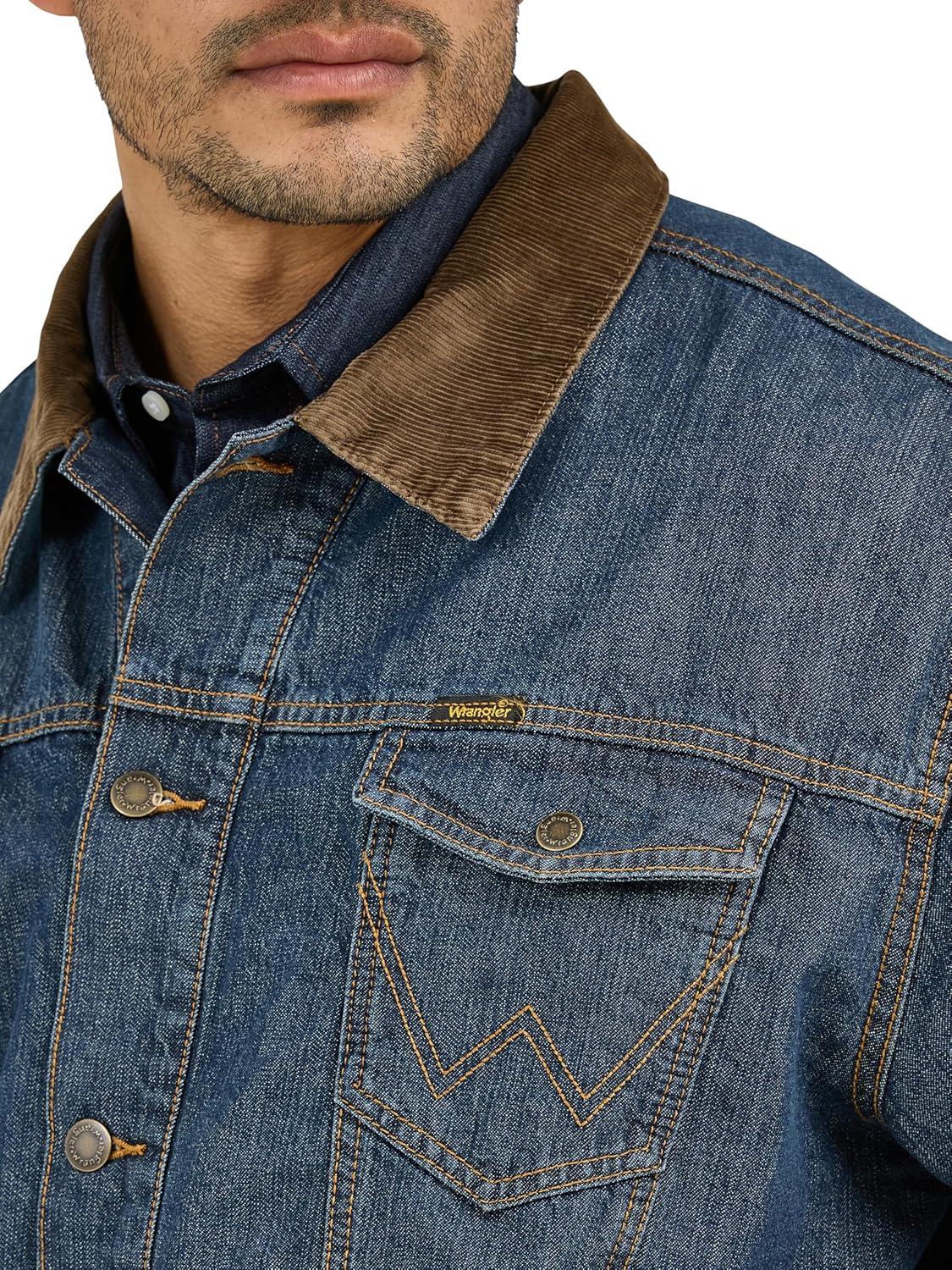 imageWrangler Mens Lined Rustic Blue Denim JacketDenimBlanket