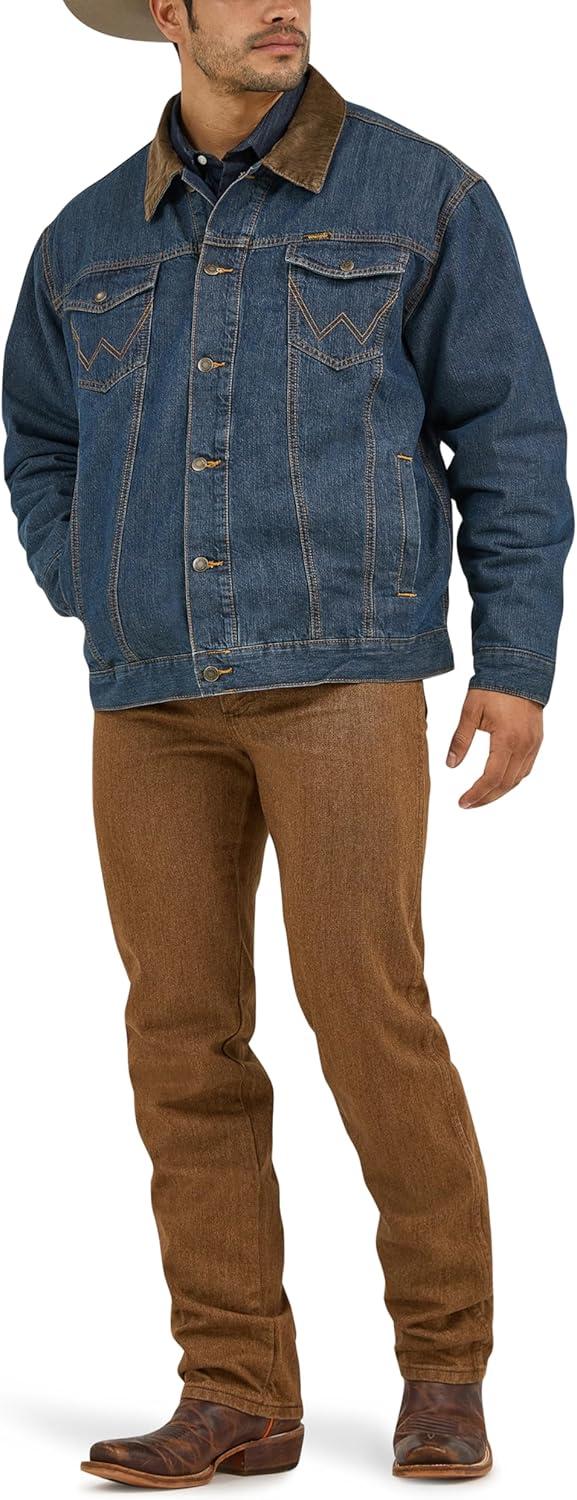 imageWrangler Mens Lined Rustic Blue Denim JacketDenimBlanket
