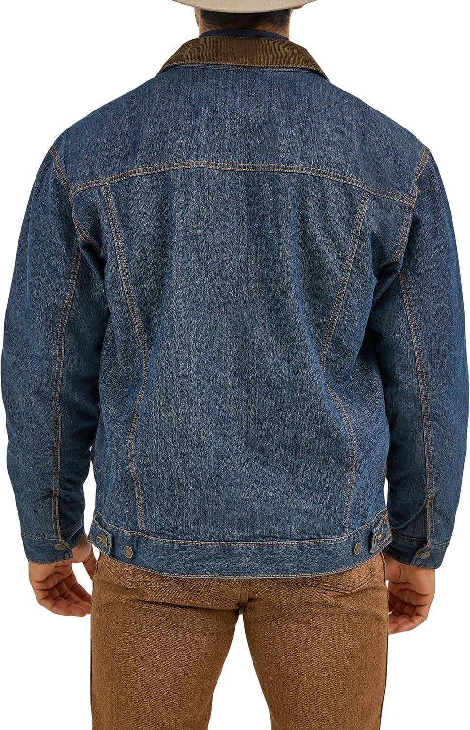 imageWrangler Mens Lined Rustic Blue Denim JacketDenimBlanket