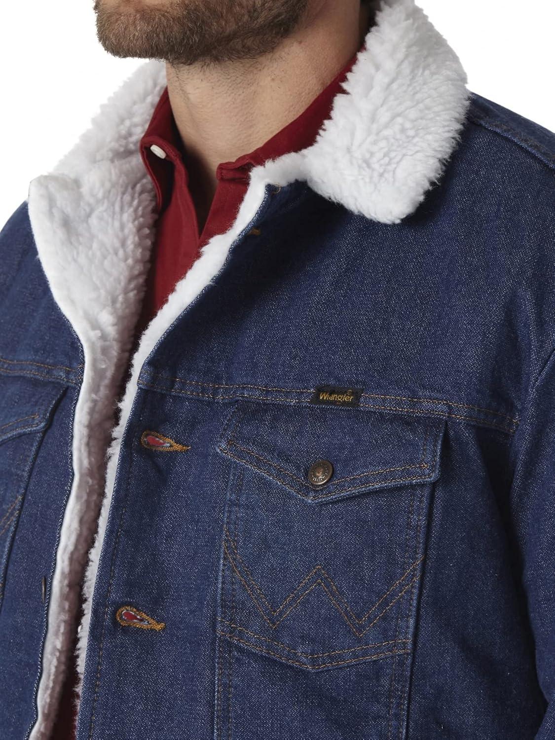 imageWrangler Mens Lined Rustic Blue Denim JacketDenimSherpa