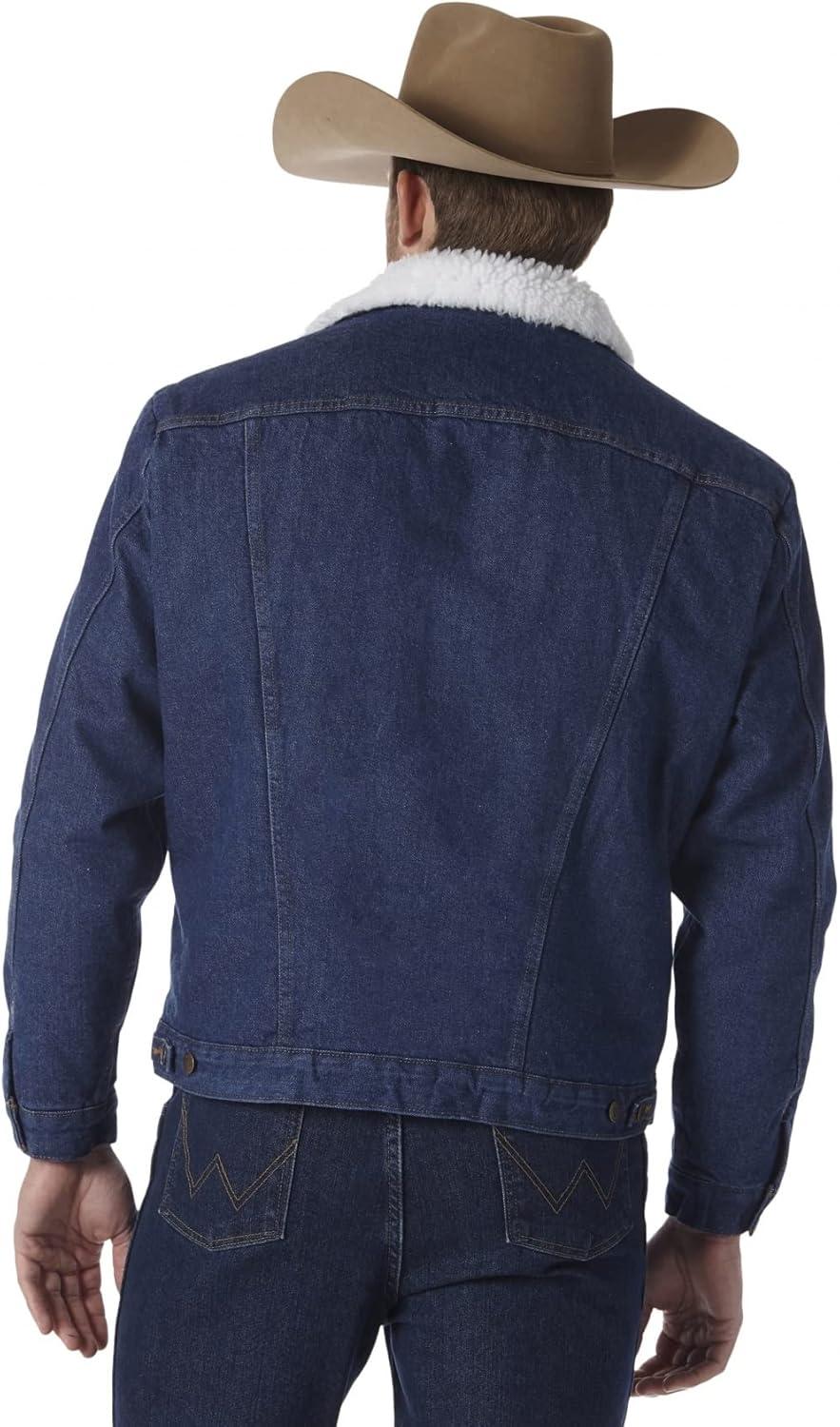 imageWrangler Mens Lined Rustic Blue Denim JacketDenimSherpa