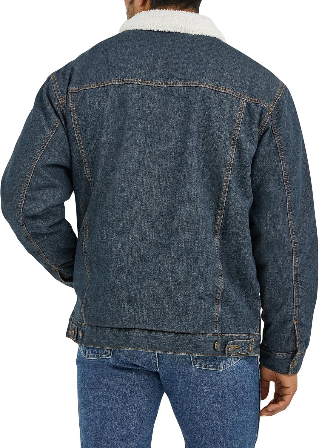 imageWrangler Mens Lined Rustic Blue Denim JacketRustic