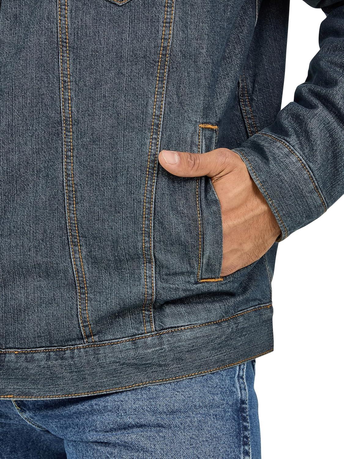 imageWrangler Mens Lined Rustic Blue Denim JacketRustic