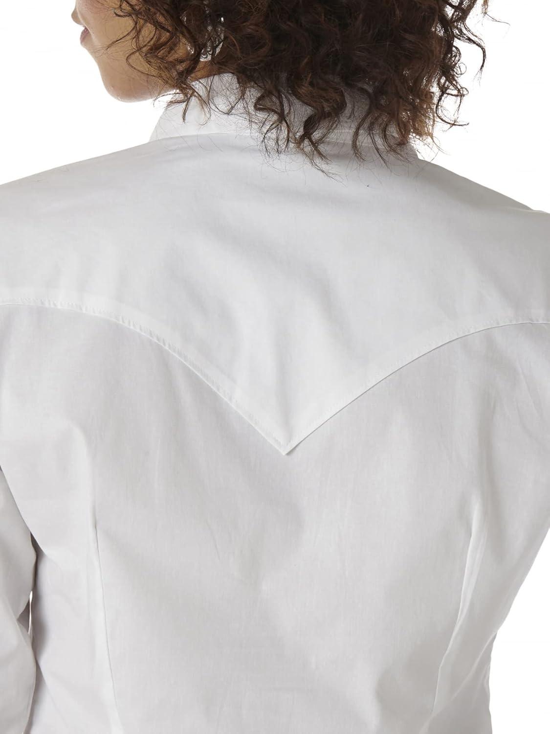 imageWrangler Womens Blue Long Sleeve Button Down with Rhinestone SnapsWhite