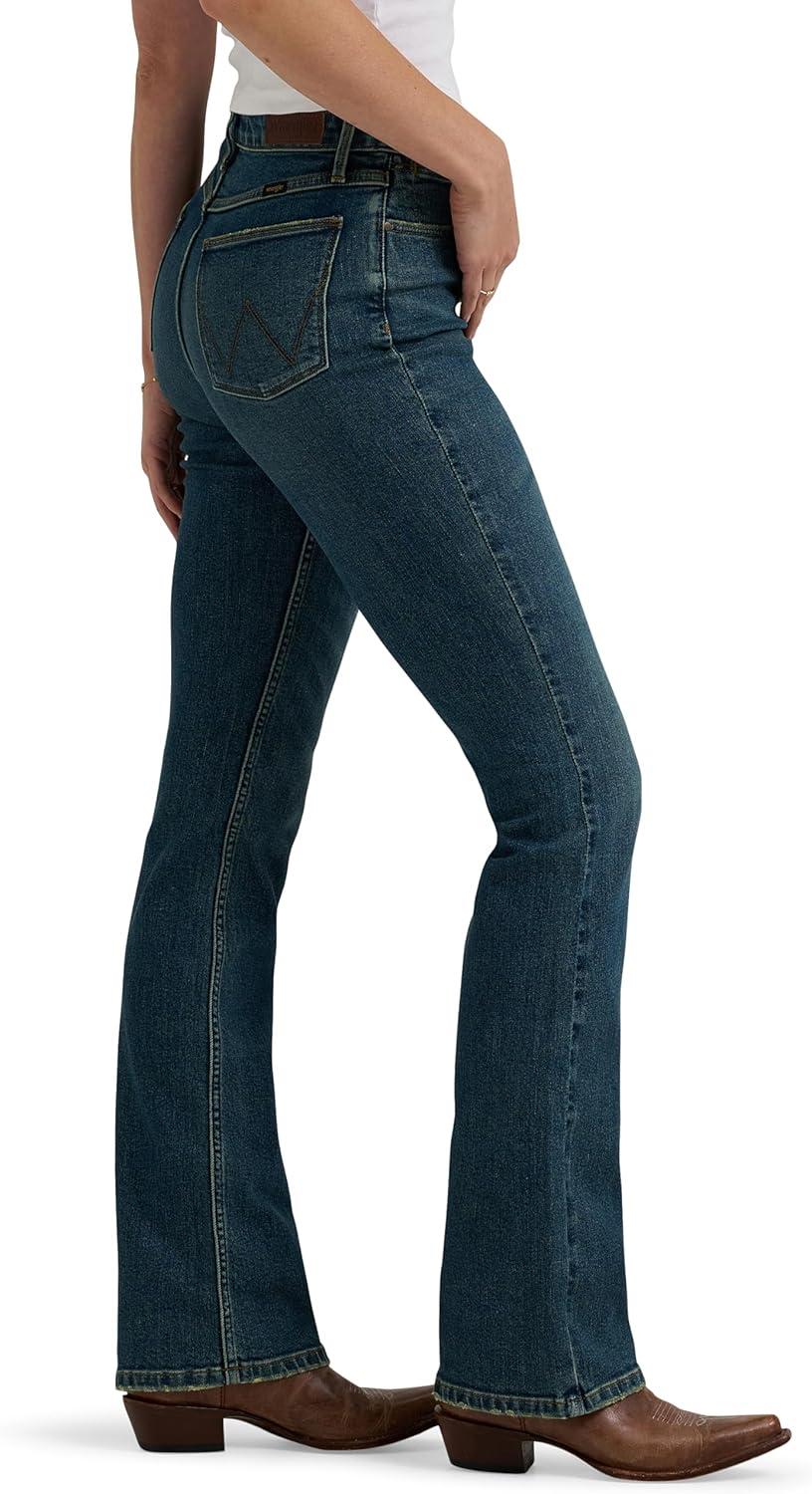 imageWrangler Womens High Rise Bold Boot JeanStormy Indigo