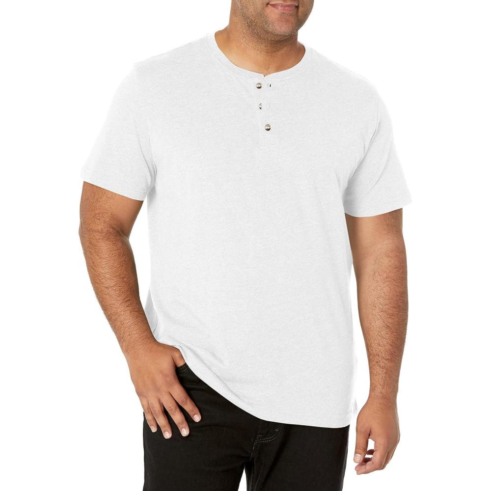 imageWrangler Authentics Mens Short Sleeve Henley TeeBright White