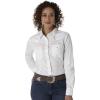 imageWrangler Womens Blue Long Sleeve Button Down with Rhinestone SnapsWhite