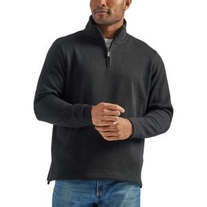 imageWrangler Authentics Mens Long Sleeve Fleece QuarterZip SweaterCaviar