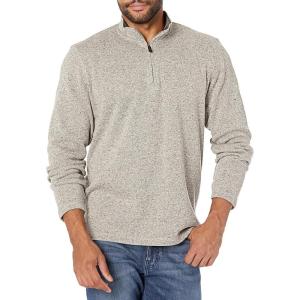 imageWrangler Authentics Mens Long Sleeve Fleece QuarterZip SweaterLight Heather Gray