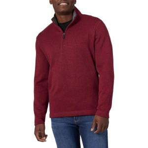 imageWrangler Authentics Mens Long Sleeve Fleece QuarterZip SweaterZinfandel Heather