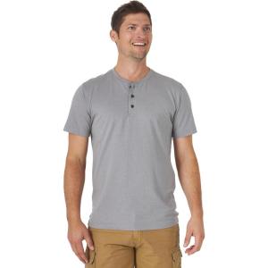 imageWrangler Authentics Mens Short Sleeve Henley TeeFrost Gray Heather