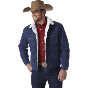 imageWrangler Mens Lined Rustic Blue Denim JacketDenimSherpa