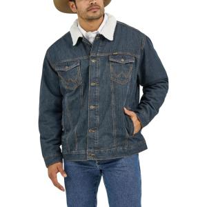 imageWrangler Mens Lined Rustic Blue Denim JacketRustic