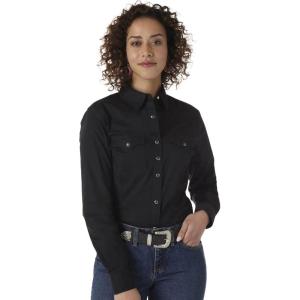 imageWrangler Womens Blue Long Sleeve Button Down with Rhinestone SnapsBlack