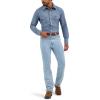 imageWrangler Mens Cowboy Cut Rigid Slim Fit JeanGold Buckle Bleach