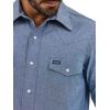 imageWrangler Mens Cowboy Cut Western Chambray Snap Long Sleeve Work ShirtChambray Blue