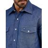 imageWrangler Mens Cowboy Cut Western Chambray Snap Long Sleeve Work ShirtDarkest Indigo